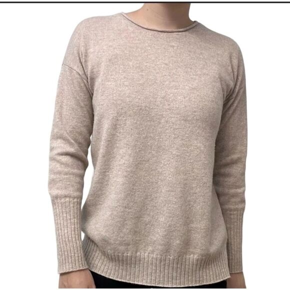 J MCLAUGHLIN 100% CASHMERE SWEATER PULLOVER CREWNECK MINIMALIST NEUTRAL M - Picture 2 of 13